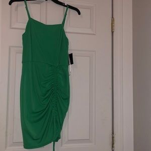 Brand NEW Sexy Green Spaghetti Strap & Ruched Side Tie Dress!